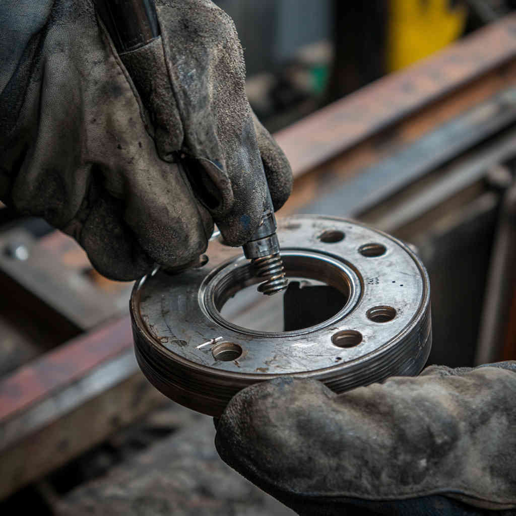 Threaded flange being installed