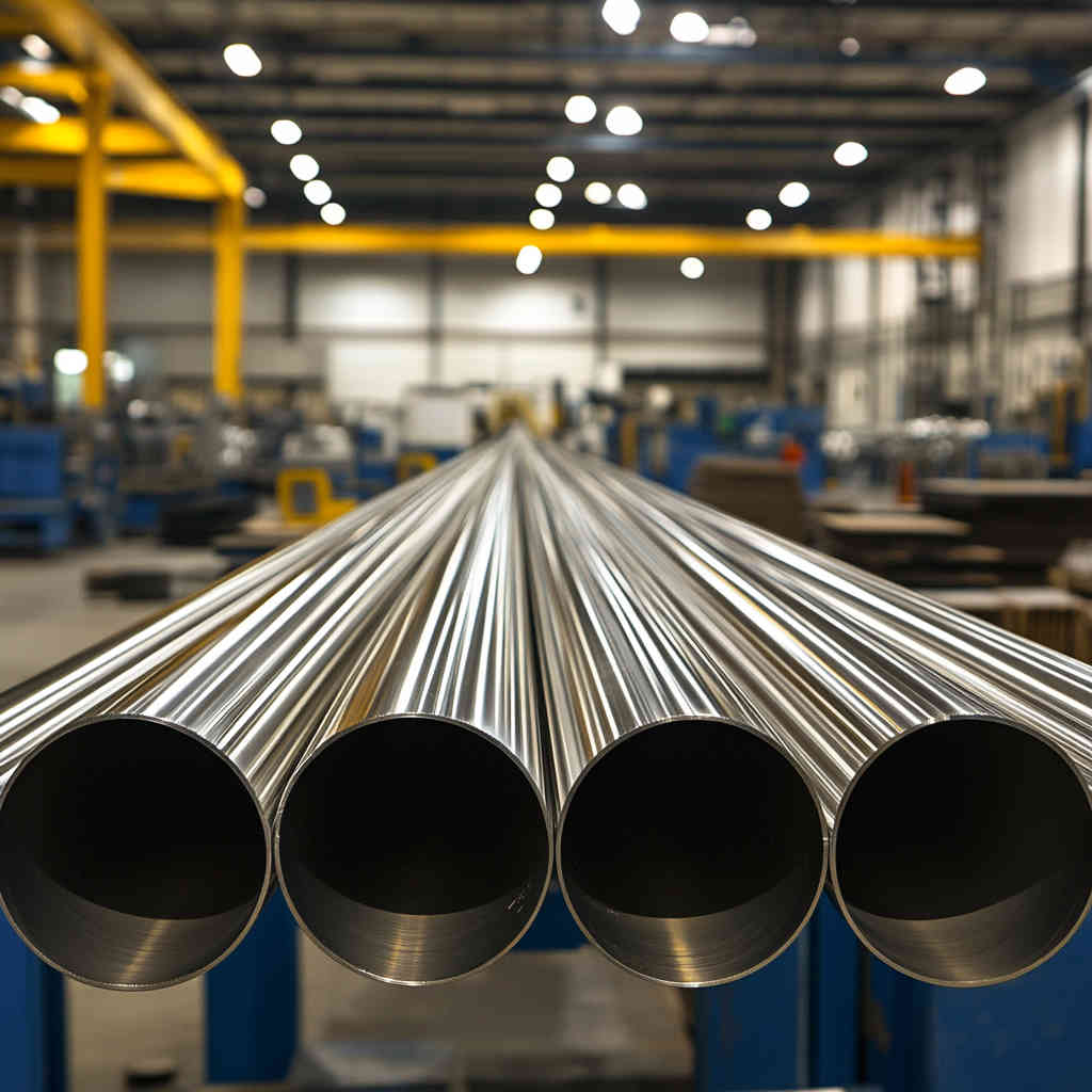 Custom stainless steel pipes in a manufacturing facility