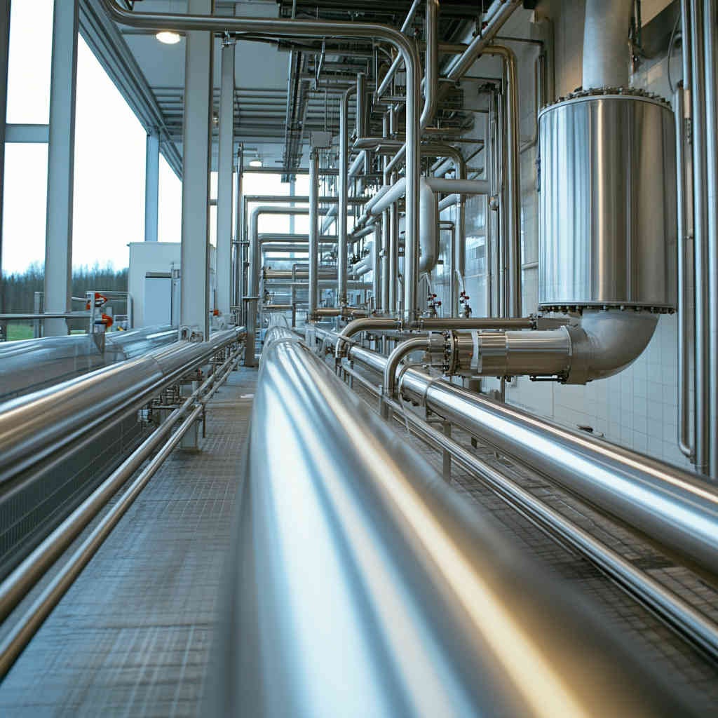 Stainless steel pipes in food processing