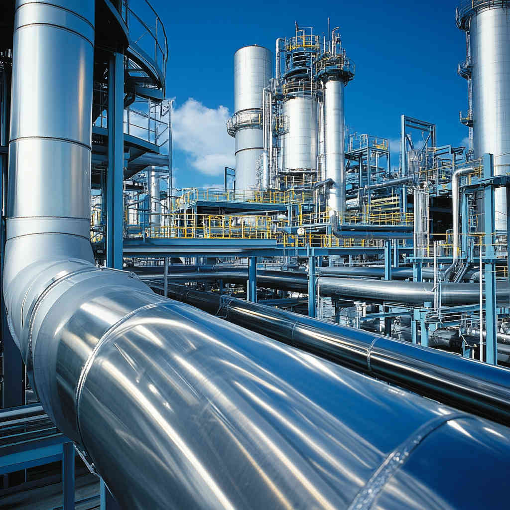 High-performance stainless steel pipes in a chemical plant