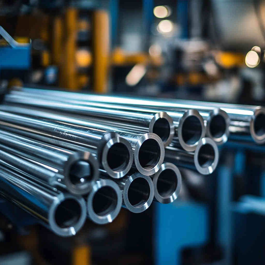 Stainless steel tubes integrated into industrial machinery