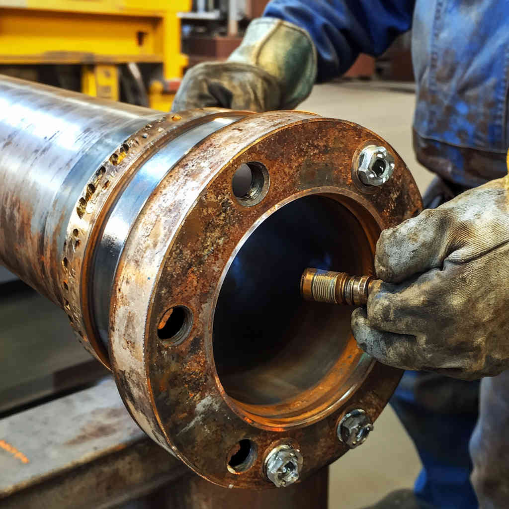 Welding neck flange attached to pipe