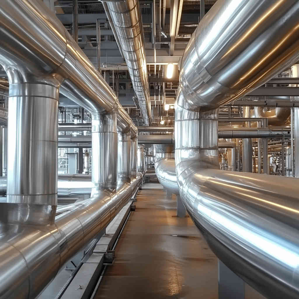 Stainless steel seamless pipes in a chemical plant