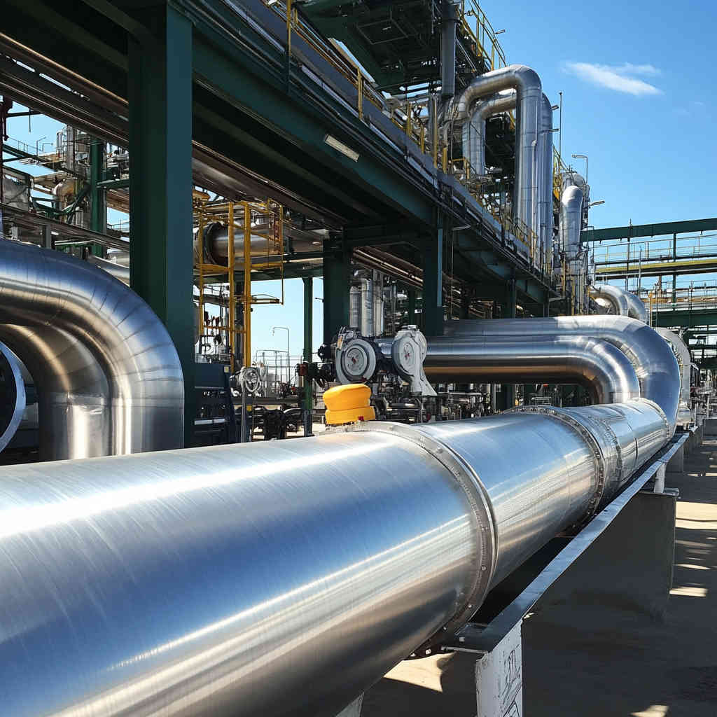 Duplex stainless steel pipes in a refinery